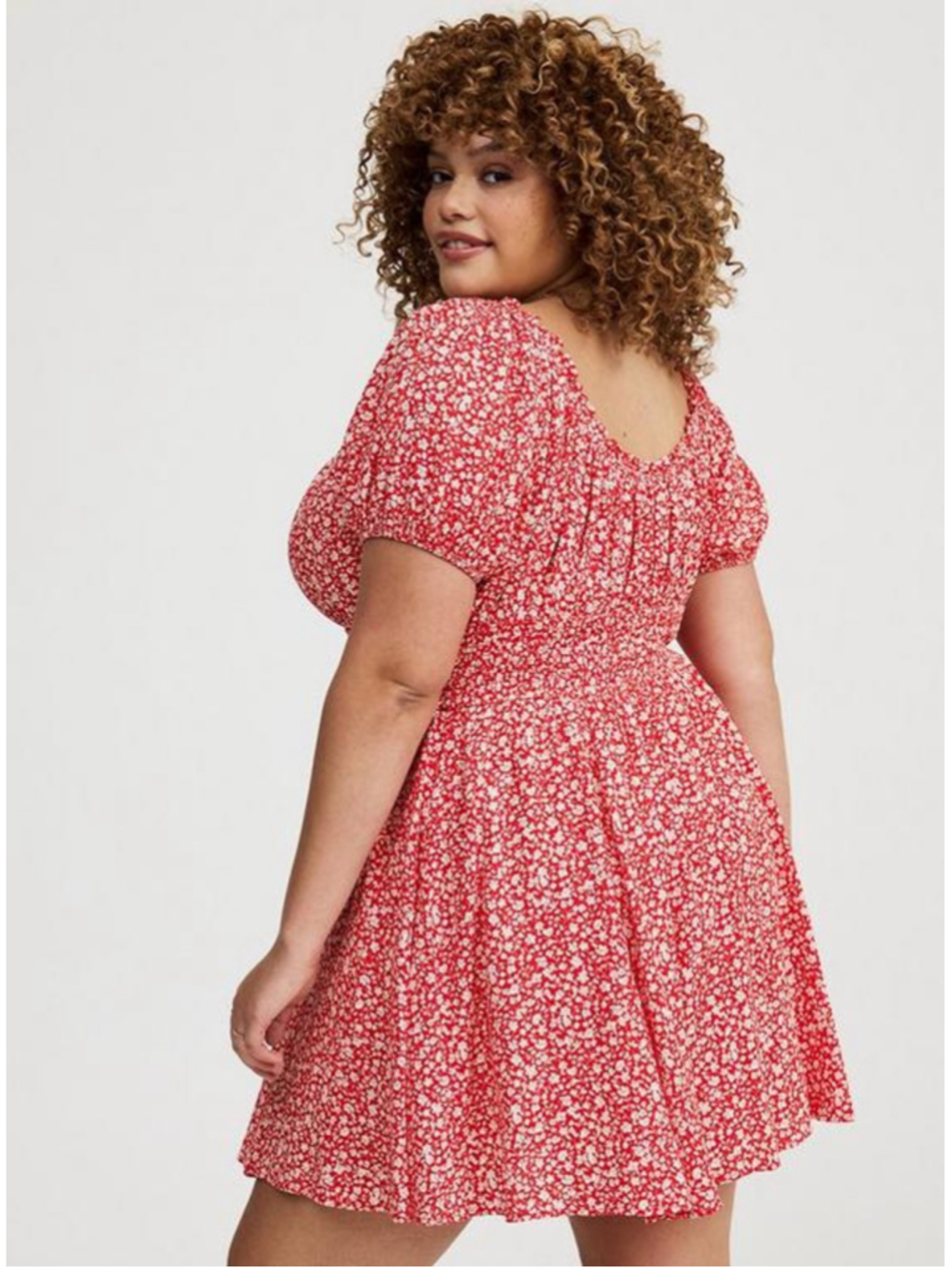 Torrid Red Floral Crinkle Gauze Puff Sleeve Romper (Sz 1X) - Picture 12 of 13